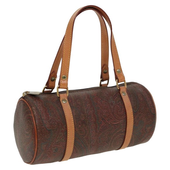 ETRO Paisley Hand Bag PVC Leather Brown Auth yk13636 - Picture 1 of 16